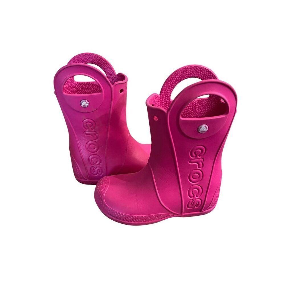 Crocs Kids Handle It Pink‎ Rain Boots Toddler Size Unisex Casual